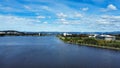 Aerial view of Burley Griffin lake with Commonwealth avenue bridge in Canberra, Australia Royalty Free Stock Photo