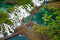 Scenic aerial view of cascades and pathway