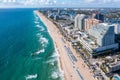 Scenic aerial view of the city skyline of Miami, Florida.