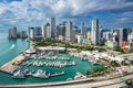 Scenic aerial view of the city skyline of Miami, Florida.