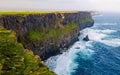 Scenic aerial view of Cliffs of Moher at sunrise Royalty Free Stock Photo