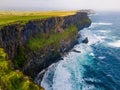 Scenic aerial view of Cliffs of Moher at sunrise Royalty Free Stock Photo