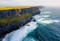 Scenic aerial view of Cliffs of Moher at sunrise Royalty Free Stock Photo