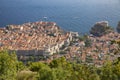 Scenic aerial view at famous Dubrovnik Riviera in Croatia, popular summer tourist destination and Game of Thrones scenery.