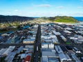 Scenic aerial view of the Gisborne with green hills in the background