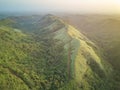 Scenic aerial view on green hills Royalty Free Stock Photo