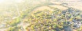 Scenic aerial view of green suburban area of Ozark, Arkansas, US