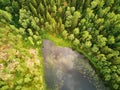 Scenic aerial view of Helgtrask lake in Sipoonkorpi national park