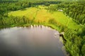 Scenic aerial view of Helgtrask lake in Sipoonkorpi national park