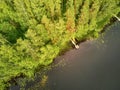 Scenic aerial view of Helgtrask lake in Sipoonkorpi national park