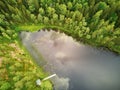 Scenic aerial view of Helgtrask lake in Sipoonkorpi national park