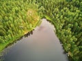 Scenic aerial view of Helgtrask lake in Sipoonkorpi national park