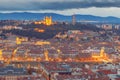 Lyon. Aerial view of the city at night. Royalty Free Stock Photo