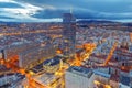 Lyon. Aerial view of the city at night. Royalty Free Stock Photo