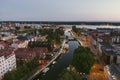 Scenic aerial view of the Old town of Klaipeda, Lithuania in evening light. Klaipeda city port area and it\'s surroundings on Royalty Free Stock Photo
