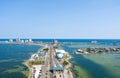 Scenic aerial view of Pensacola, Florida with a highway that stretching out towards the beach Royalty Free Stock Photo