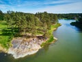 Scenic aerial view pine forest on the rock