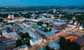 Aerial view of Yaroslavl on Volga River overlooking Assumption Cathedral in summer twilight, Russia Royalty Free Stock Photo