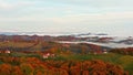 Scenic aerial views of south Styria in Austria on autumn morning.