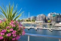 Scenic Aker Brygge marina nad modern waterfront architecture in Oslo view Royalty Free Stock Photo