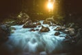 Scenic Alpine Waterfall Sunset Royalty Free Stock Photo