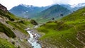 Scenic Amarnath yatra trek route in Indian Himalayas, Jammu and Kashmir. Royalty Free Stock Photo