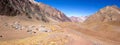 Aerial Panorama Confluencia Camping Area, Mount Aconcagua Provincial Park Royalty Free Stock Photo