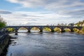 Scenic arched West Bridge across River Tay in Perth