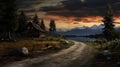 Wooden Cabin On A Road - Free Wallpaper Download