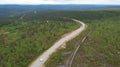 Scenic asphalt road with cars through the beautiful view of hills in Lapland during summer. Royalty Free Stock Photo