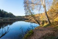 Scenic autumn colored river in country Royalty Free Stock Photo