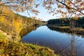 Scenic autumn colored river in country Royalty Free Stock Photo