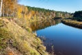 Scenic autumn colored river in country Royalty Free Stock Photo