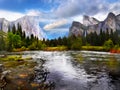 High mountains glacier river scenic autumn landscape Royalty Free Stock Photo