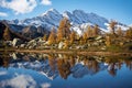 Scenic autumn mountains landscape with alpine lake. Gran Paradiso National Park. Italy Royalty Free Stock Photo