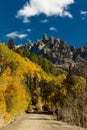 Scenic autumn road outside Telluride, Colorado, San Juan Mountains Royalty Free Stock Photo