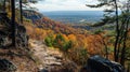 Scenic Autumn Trail with View of Forested Hillsides Royalty Free Stock Photo