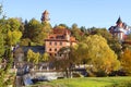 Scenic autumn view of landscape park, Buki or Buky, Ukraine