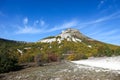 Scenic autumn view to Tepe Kermen Cave City near Bakhchysarai in Crimea Royalty Free Stock Photo