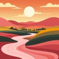 Serenity: A Vibrant Sunset Over A Tranquil River Landscape