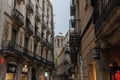 Scenic Barcelona Gothic Quarter vista on an overcast day