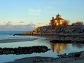 Scenic beach and house Maine Royalty Free Stock Photo