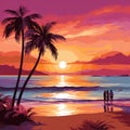 Scenic beach landscape at dusk