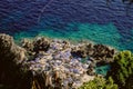 Aerial view of La Fontelina Beach Club, Capri, Amalfi Coast, Italy. Royalty Free Stock Photo