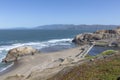 Scenic beach in San Francisco with old ruin sutro baths of historic recreation area Royalty Free Stock Photo