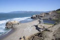 Scenic beach in San Francisco with old ruin sutro baths of historic recreation area Royalty Free Stock Photo