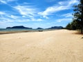 Scenic beach in Thailand, blue sky Samroiyot Royalty Free Stock Photo