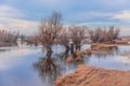 Scenic beautiful fall autumn lake landscape scenery at sundown Royalty Free Stock Photo