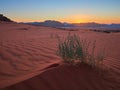 Scenic beautiful sunset in Wadi Rum desert, Jordan Royalty Free Stock Photo