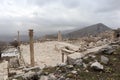 Scenic beautiful view of upper agora of ancient city Sagalassos in Turkey mountains